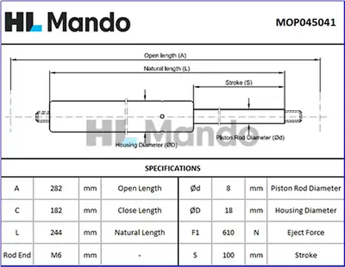 газов амортисьор, багажно/товарно пространство MANDO MOP045041