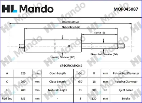 газов амортисьор, багажно/товарно пространство MANDO MOP045087