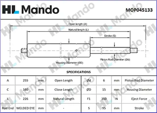 газов амортисьор, багажно/товарно пространство MANDO MOP045133