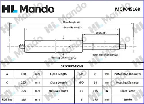 газов амортисьор, багажно/товарно пространство MANDO MOP045168