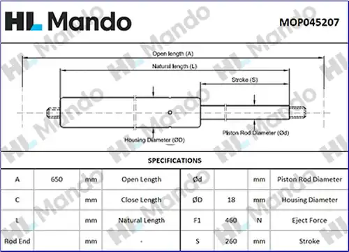 газов амортисьор, багажно/товарно пространство MANDO MOP045207