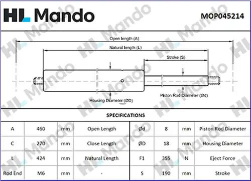 газов амортисьор, багажно/товарно пространство MANDO MOP045214