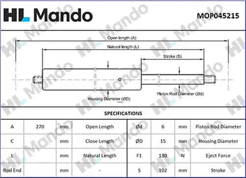 газов амортисьор, покрив MANDO MOP045215