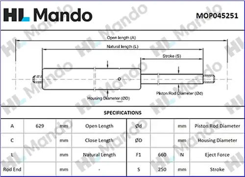 газов амортисьор, багажно/товарно пространство MANDO MOP045251