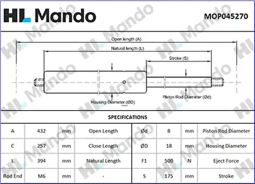 газов амортисьор, багажно/товарно пространство MANDO MOP045270