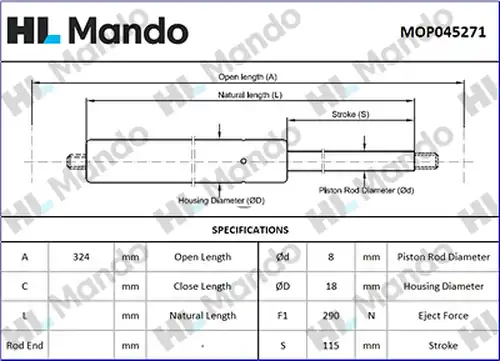 газов амортисьор, багажно/товарно пространство MANDO MOP045271