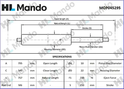 газов амортисьор, багажно/товарно пространство MANDO MOP045295