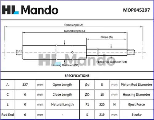 газов амортисьор, багажно/товарно пространство MANDO MOP045297