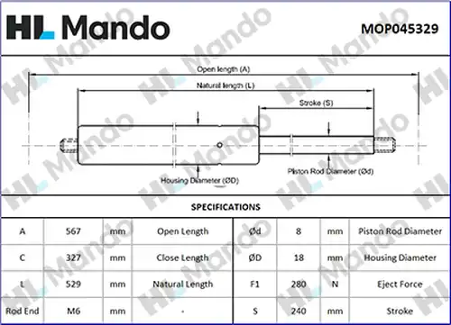 газов амортисьор, багажно/товарно пространство MANDO MOP045329