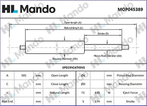 газов амортисьор, багажно/товарно пространство MANDO MOP045389