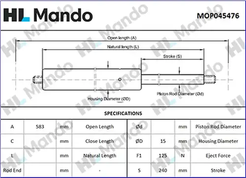 газов амортисьор, багажно/товарно пространство MANDO MOP045476