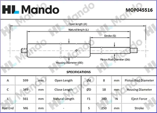 газов амортисьор, багажно/товарно пространство MANDO MOP045516