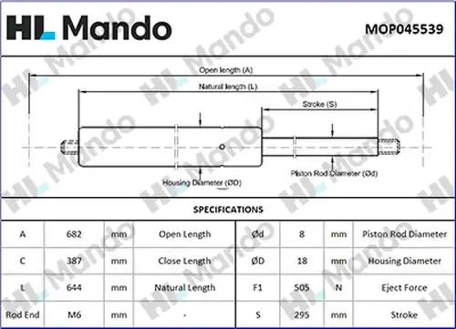 газов амортисьор, багажно/товарно пространство MANDO MOP045539