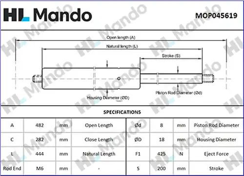 газов амортисьор, багажно/товарно пространство MANDO MOP045619