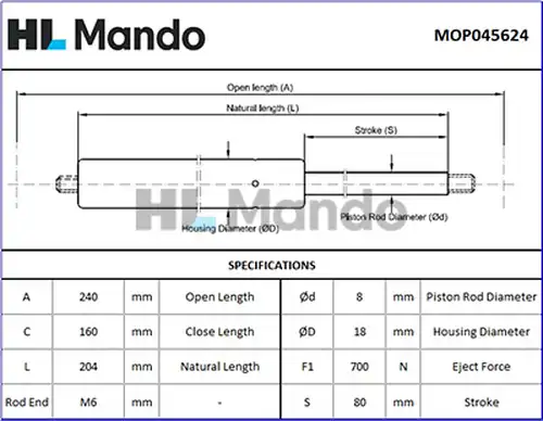 газов амортисьор, багажно/товарно пространство MANDO MOP045624