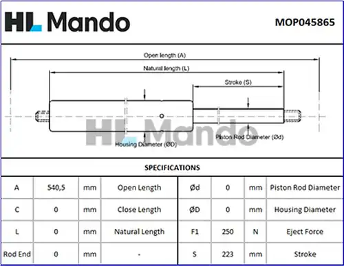 газов амортисьор, багажно/товарно пространство MANDO MOP045865