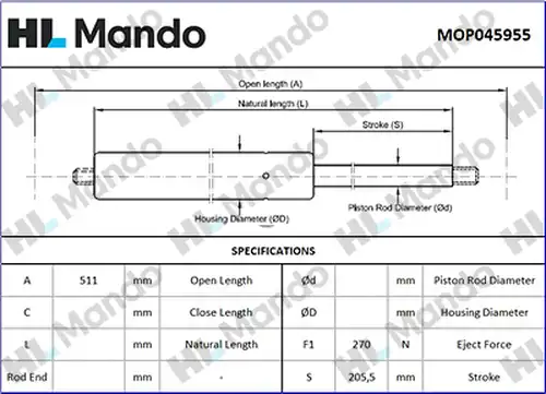 газов амортисьор, багажно/товарно пространство MANDO MOP045955