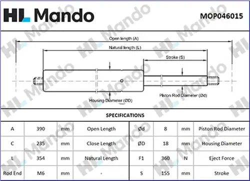 газов амортисьор, багажно/товарно пространство MANDO MOP046015