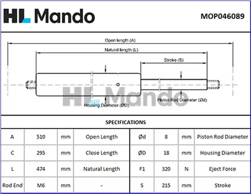 газов амортисьор, багажно/товарно пространство MANDO MOP046089