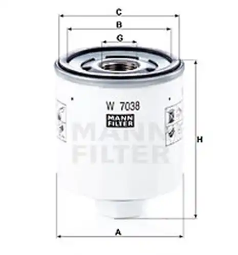 маслен филтър MANN-FILTER W 7038