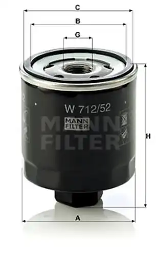 маслен филтър MANN-FILTER W 712/52