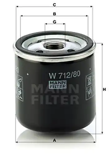 маслен филтър MANN-FILTER W 712/80