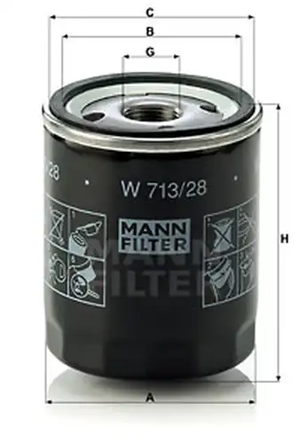 маслен филтър MANN-FILTER W 713/28