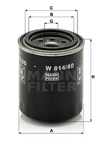 маслен филтър MANN-FILTER W 814/80