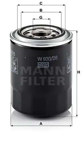 маслен филтър MANN-FILTER W 930/26