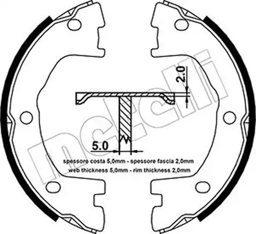 комплект спирачна челюст, ръчна спирачка METELLI 53-0077