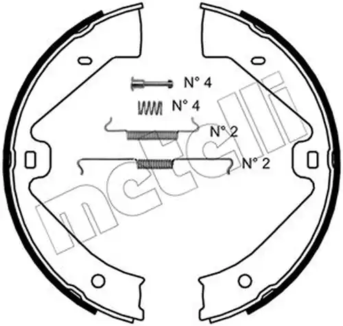 комплект спирачна челюст, ръчна спирачка METELLI 53-0528K