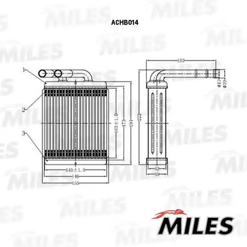 топлообменник, отопление на вътрешното пространство MILES ACHB014