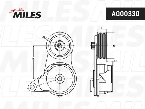 обтящна ролка, пистов ремък MILES AG00330