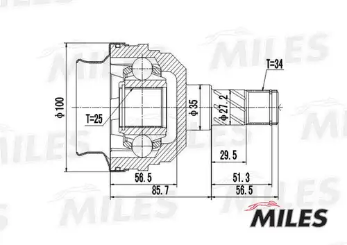 каре комплект, полуоска MILES GA10022