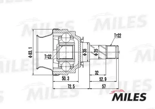 каре комплект, полуоска MILES GA10053