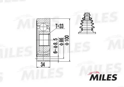 каре комплект, полуоска MILES GA11005