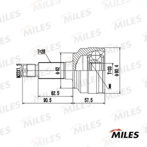 каре комплект, полуоска MILES GA20658