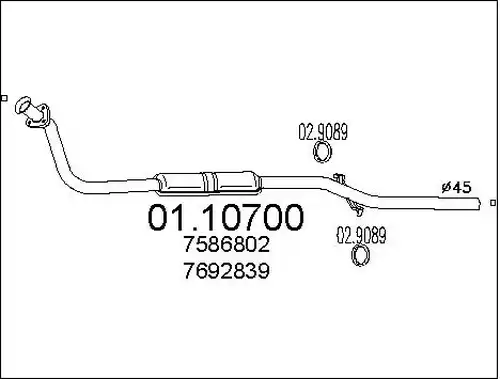 изпускателна тръба MTS 01.10700