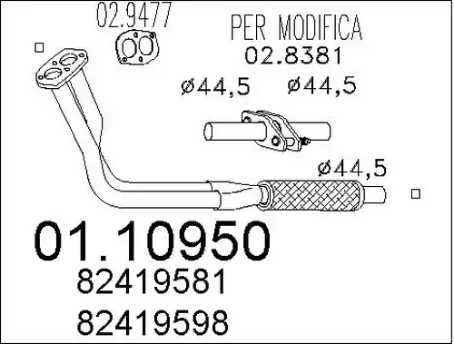 изпускателна тръба MTS 01.10950