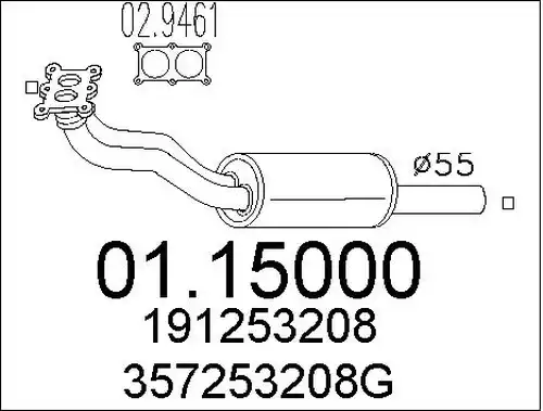 изпускателна тръба MTS 01.15000