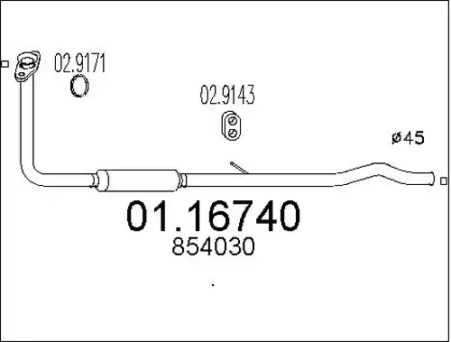 изпускателна тръба MTS 01.16740