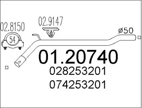 изпускателна тръба MTS 01.20740
