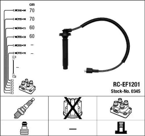 комплект запалителеи кабели NGK 0345