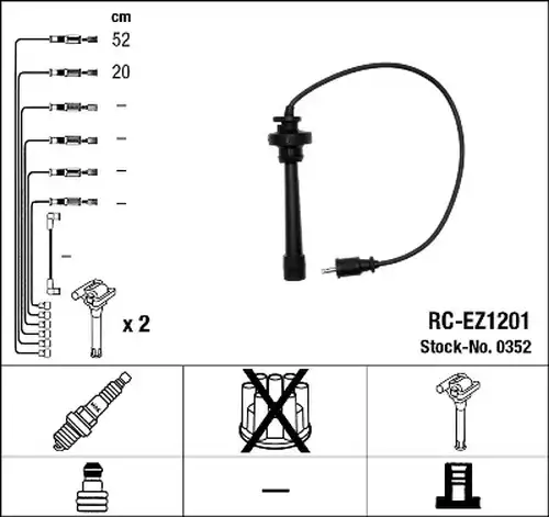 комплект запалителеи кабели NGK 0352