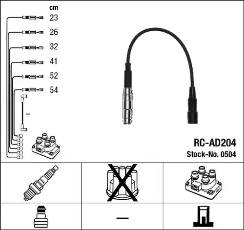 комплект запалителеи кабели NGK 0504