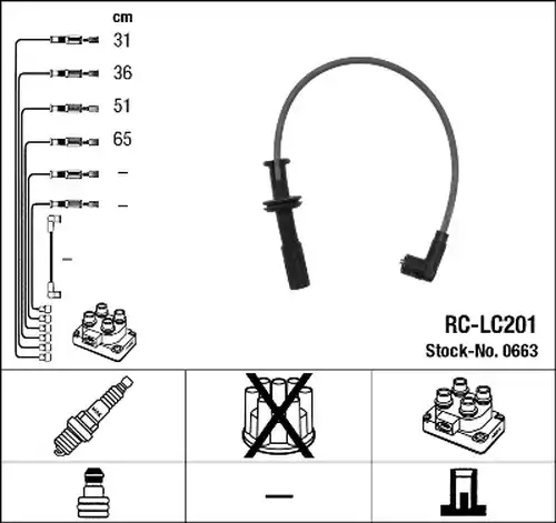 комплект запалителеи кабели NGK 0663