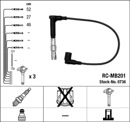 комплект запалителеи кабели NGK 0736