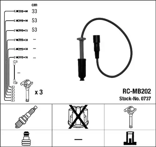 комплект запалителеи кабели NGK 0737