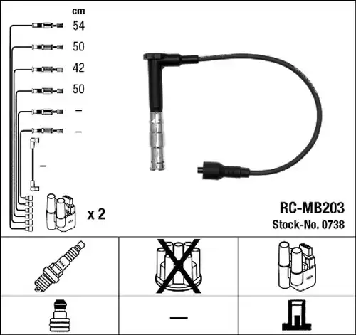 комплект запалителеи кабели NGK 0738