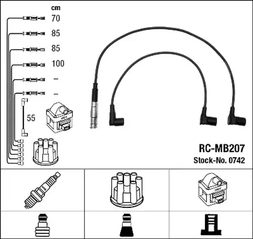 комплект запалителеи кабели NGK 0742